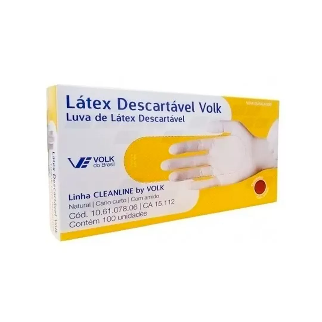 LUVA DE PROCEDIMENTO LÁTEX COM AMIDO - CX 100uni - VOLK