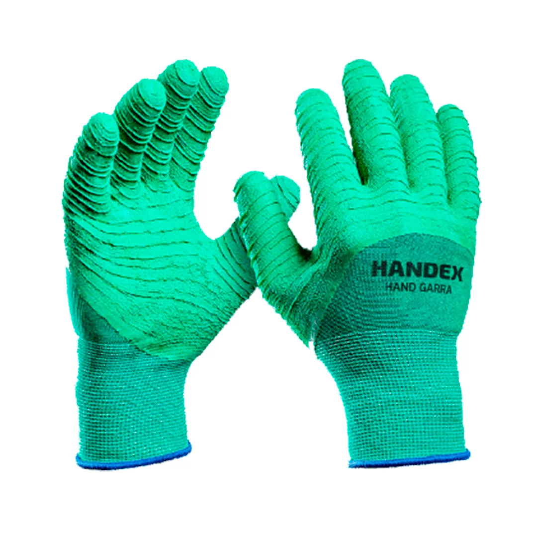 LUVA NITRILON GARRA VERDE HANDEX CA 41627 REVESTESTIDA CORRUGADA ANTIDERRAPANTE DORSO VENTILADO