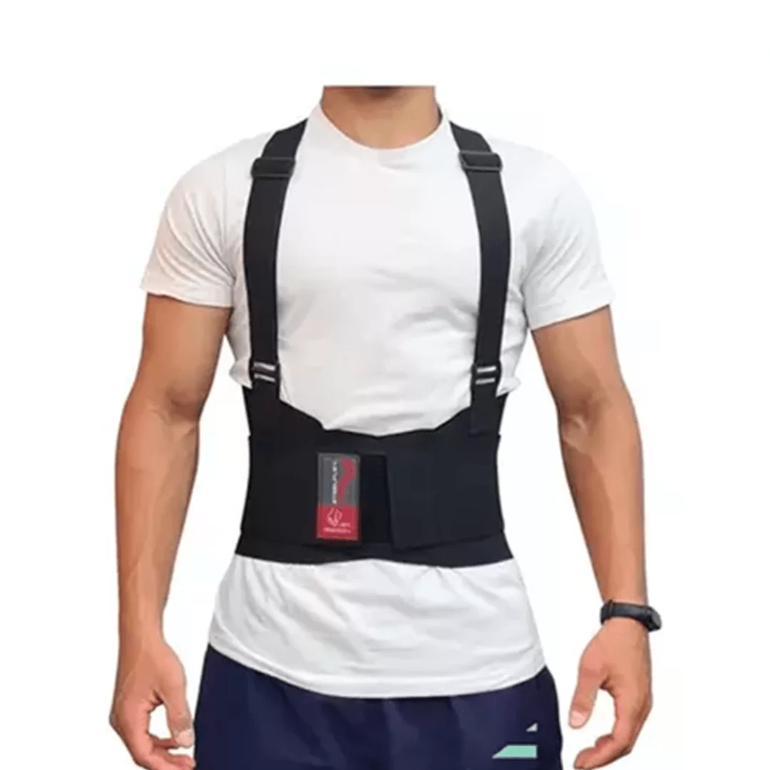 CINTA ERGONOMICA LOMBAR STEELFLEX ELASTICO TOTAL COM SUSPENSORIO - Imagem 2