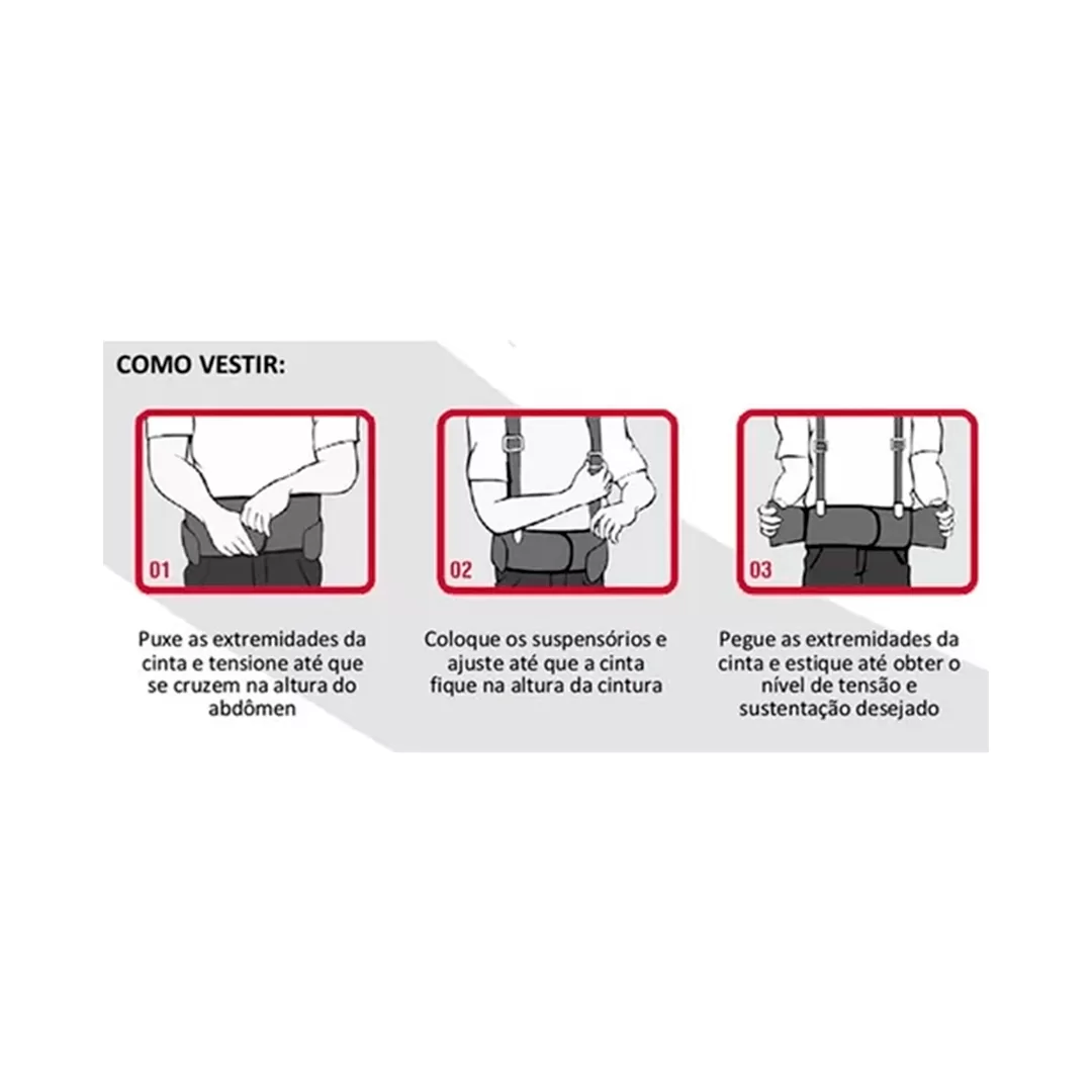 CINTA ERGONOMICA LOMBAR STEELFLEX ELASTICO TOTAL COM SUSPENSORIO - Imagem 3