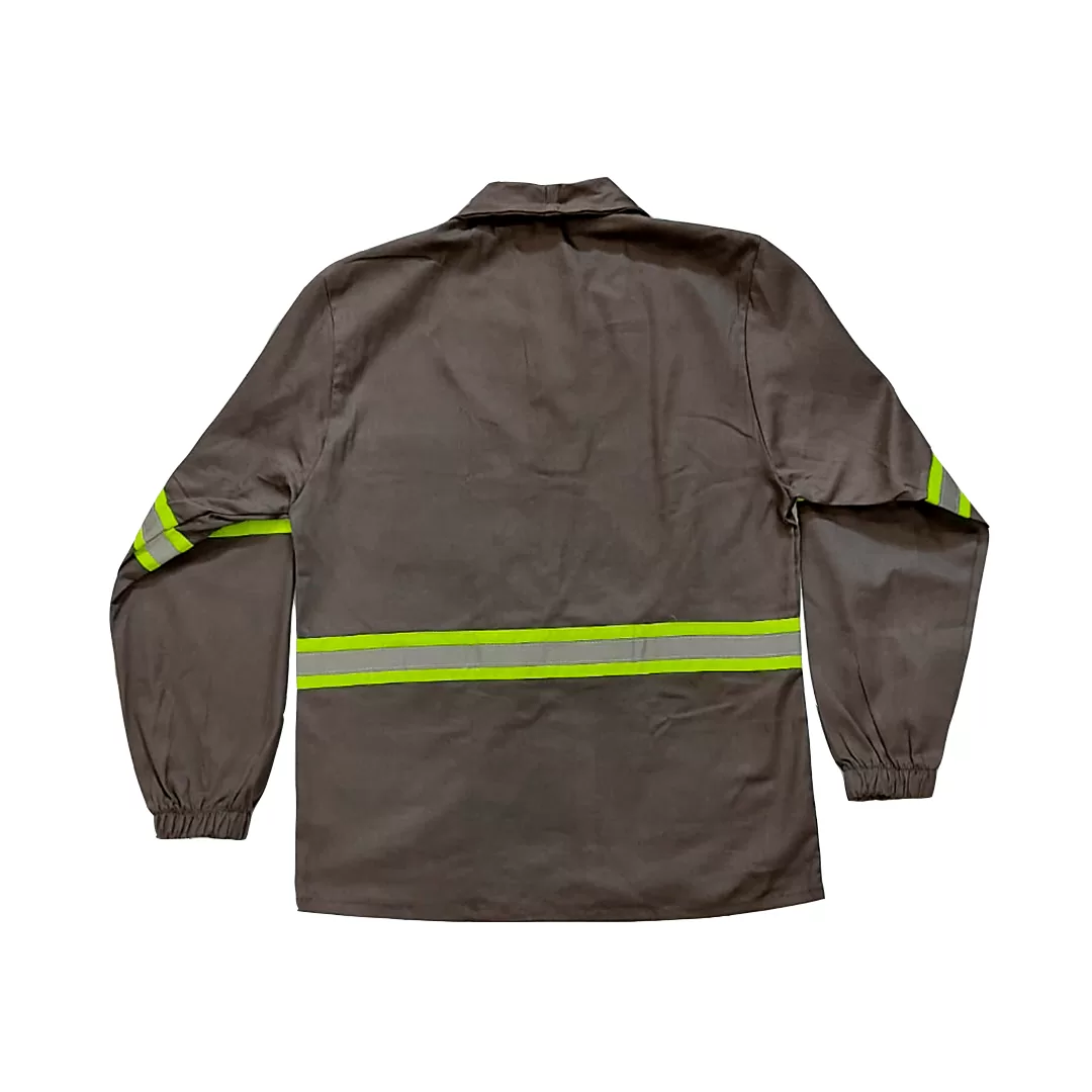 CAMISA EM BRIM MANGA LONGA CINZA COM FAIXA REFLETIVA PUNHO COM ELÁSTICO - Imagem 2