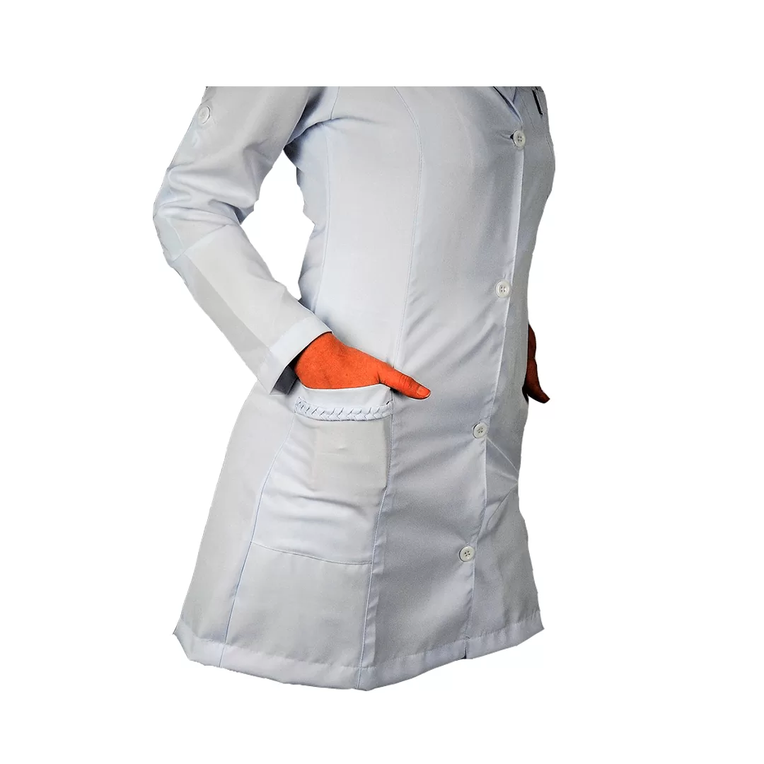 JALECO BRANCO MANGA LONGA GABARDINE COM TRANÇA FEMININO