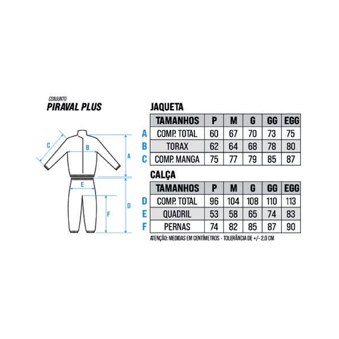 CONJUNTO DE CAPA DE CHUVA PIRAVAL PLUS IMPERMEAVEL P/ MOTOQUEIRO CALCA/BLUSÃO - Imagem 2