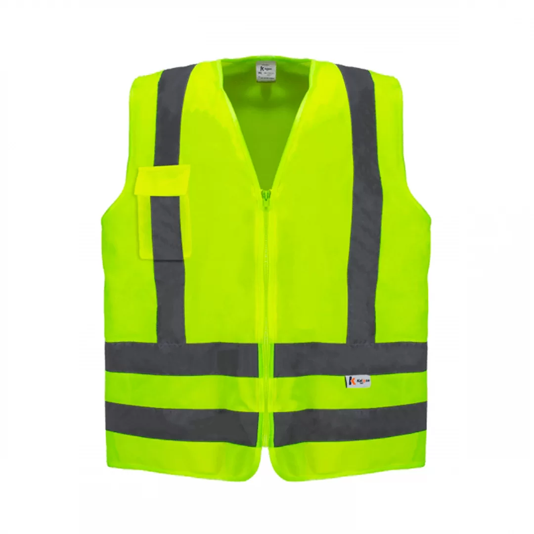 COLETE REFLETIVO DE ZIPER AMARELO FLUOR 1 BOLSO KALIPSO