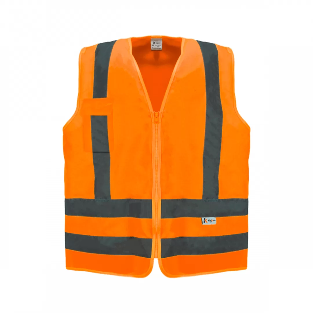 COLETE REFLETIVO DE ZIPER LARANJA FLUOR 1 BOLSO KALIPSO