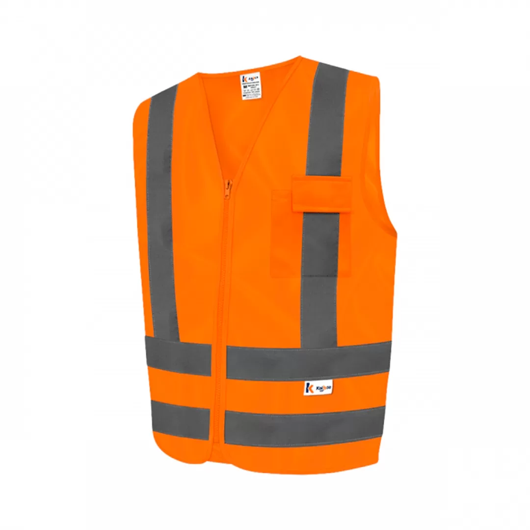 COLETE REFLETIVO DE ZIPER LARANJA FLUOR 1 BOLSO KALIPSO - Imagem 2