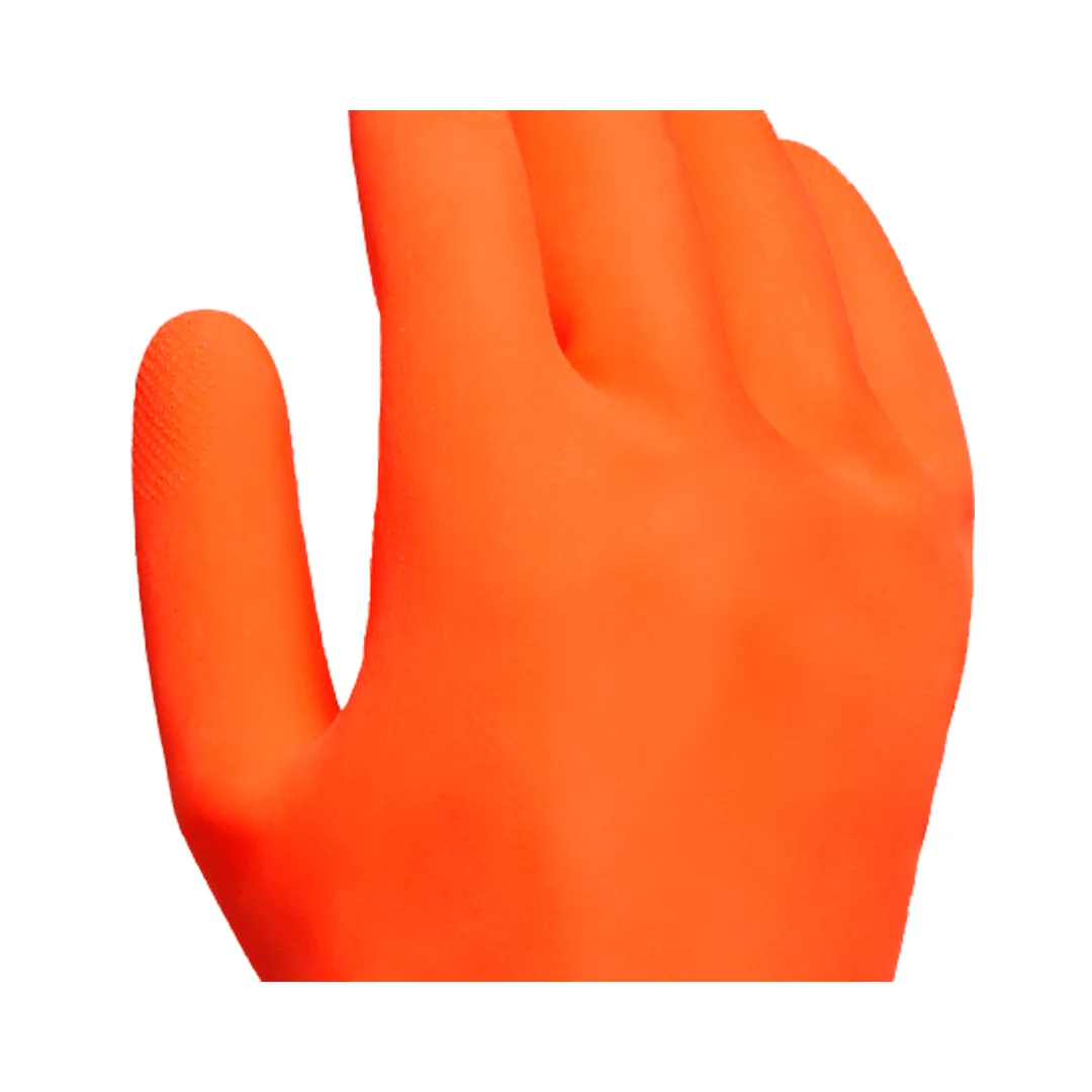 LUVA DE LATEX REFORÇADA HANDEX CA 48112 COR LARANJA PROTEÇÃO MECANICA QUIMICA E TERMICA - Imagem 2