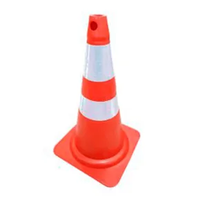 CONE DE PVC FLEXIVEL 75CM C/ FAIXA REFLETIVA LARANJA/BRANCO
